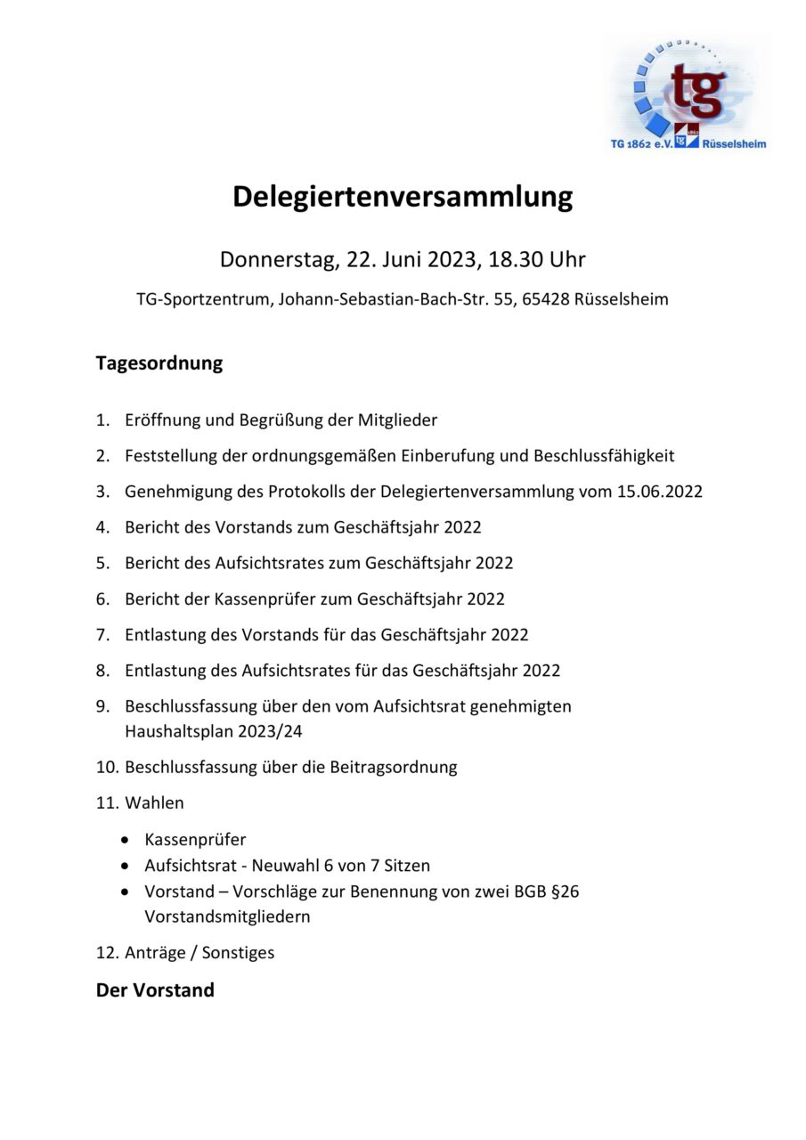 tg 1862 e.V. Rüsselsheim Im Verein ist Sport am schönsten