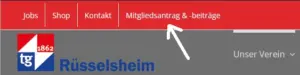 TG-Mitgliedsantrag Menü Hinweis